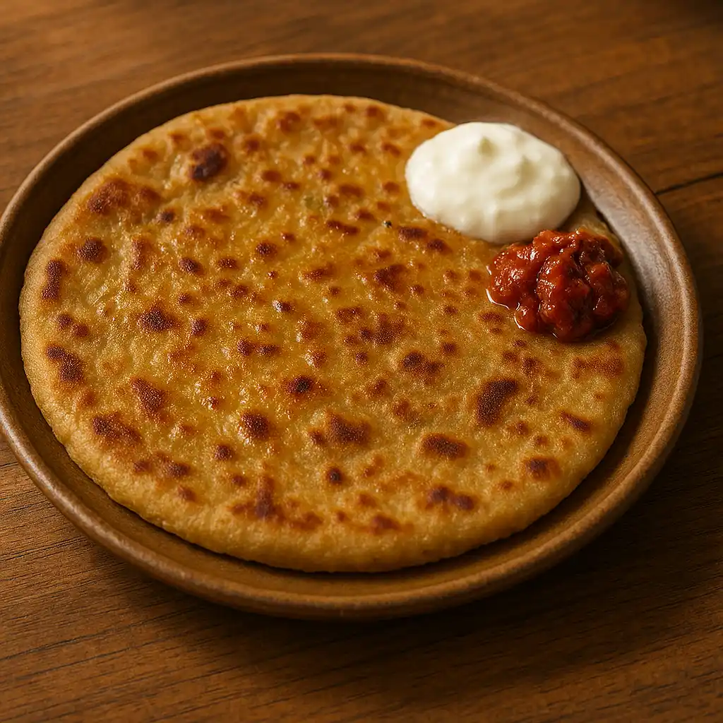 Aloo paratha + curd & pickle